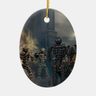 the glorious seven robots b ceramic ornament