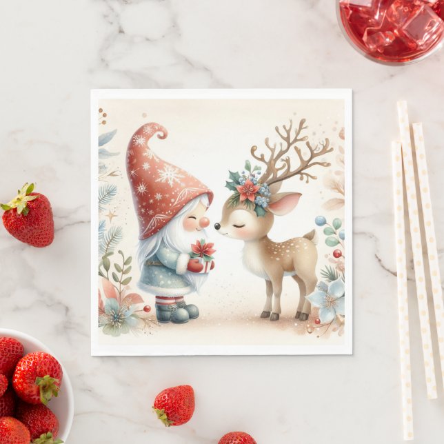The Gnome And The Reindeer Napkins (Insitu)