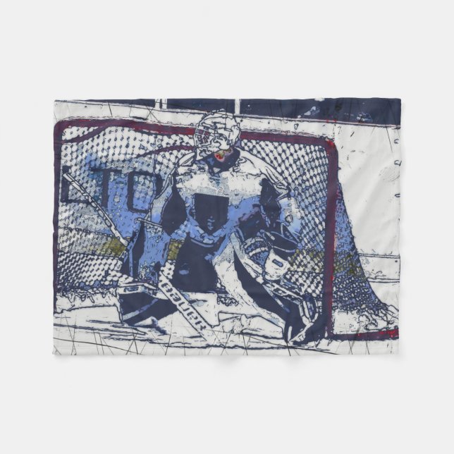 The Goal Keeper- Ice Hockey Goalie Fleece Blanket (Front (Horizontal))