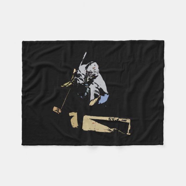 The Goaltender - Hockey Player Fleece Blanket (Front (Horizontal))