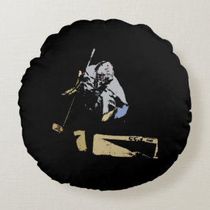 The Goaltender - Hockey Player Round Pillow