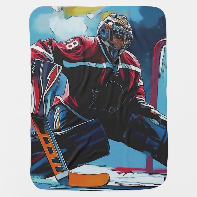 The Goaltender - Ice Hockey Goalie T-Shirt Baby Blanket (Front)