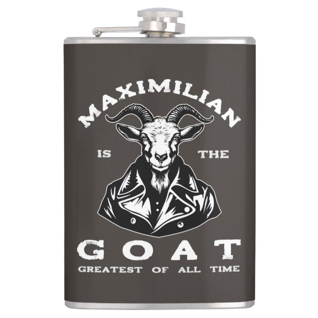 The GOAT (Greatest Of All Time) With Your Name Flask (Front)