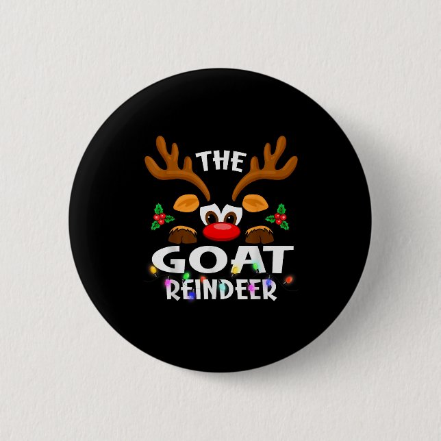 The Goat Reindeer Christmas Men Women  Button (Front)