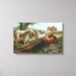The Goatherder Girl&#39;s Siesta (by Carlo Ademollo) Canvas Print