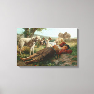 The Goatherder Girl's Siesta (by Carlo Ademollo) Canvas Print