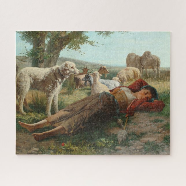 The Goatherder Girl's Siesta (by Carlo Ademollo) Jigsaw Puzzle (Horizontal)