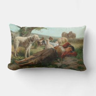 The Goatherder Girl's Siesta (by Carlo Ademollo) Lumbar Pillow