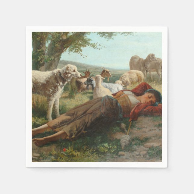 The Goatherder Girl's Siesta (by Carlo Ademollo) Napkins (Front)