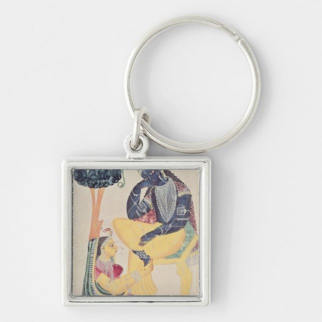 The God Krishna with his mortal love, Radha Keychain (Front)