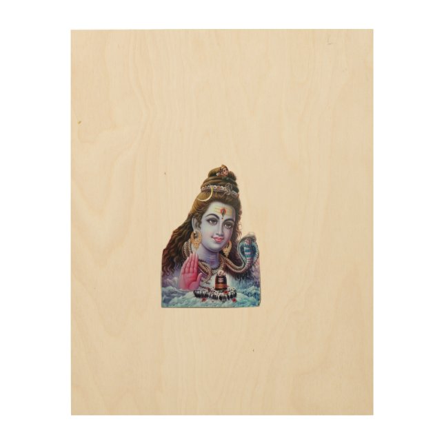 The  God Mahadev Wood Wall Art (Front)