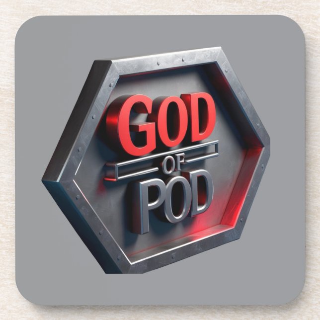 The God Of POD (Print On Demand) Beverage Coaster (Front)