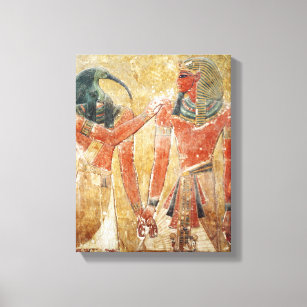 The god Thoth with Seti I  in the Tomb of Seti Canvas Print