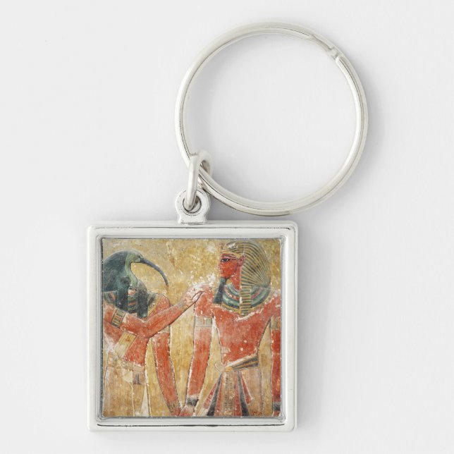 The god Thoth with Seti I  in the Tomb of Seti Keychain (Front)