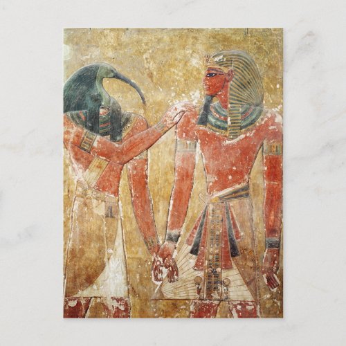 The god Thoth with Seti I  in the Tomb of Seti Postcard