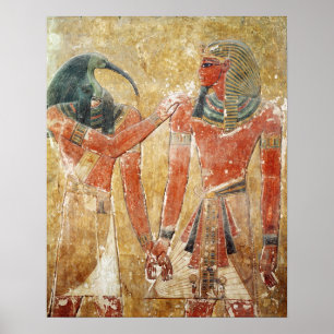 The god Thoth with Seti I in the Tomb of Seti Poster