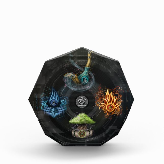 The Godai five elements kanji art illustration Acrylic Award (Front)