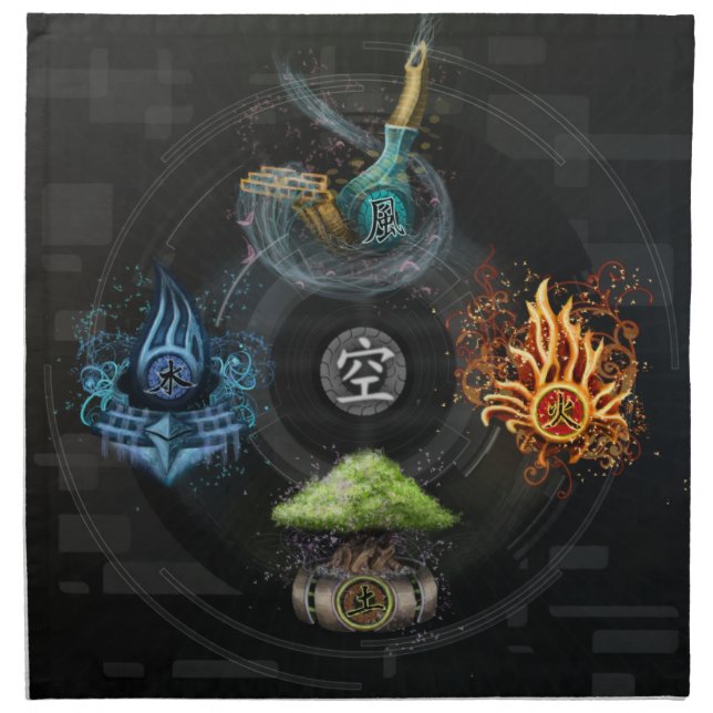 The Godai five elements kanji art illustration Cloth Napkin (Front)