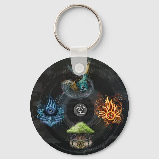 The Godai five elements kanji art illustration Keychain (Front)