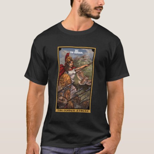 The Goddess Athena The Emperor Tarot Card Greek Ba T_Shirt