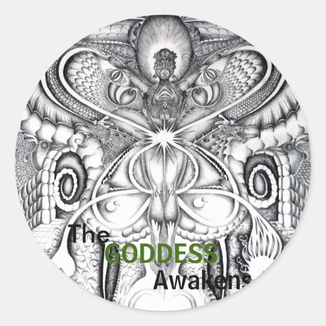 THE GODDESS AWAKENS CLASSIC ROUND STICKER (Front)