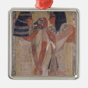 The Goddess Hathor placing the magic collar Metal Ornament