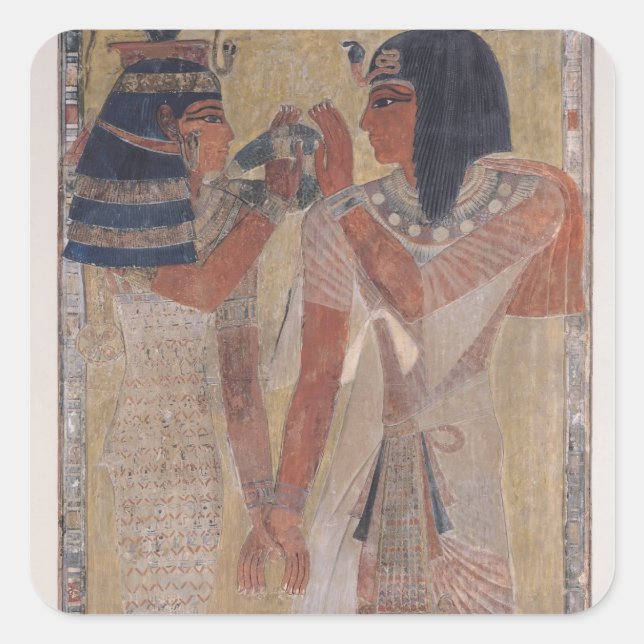 The Goddess Hathor placing the magic collar Square Sticker (Front)