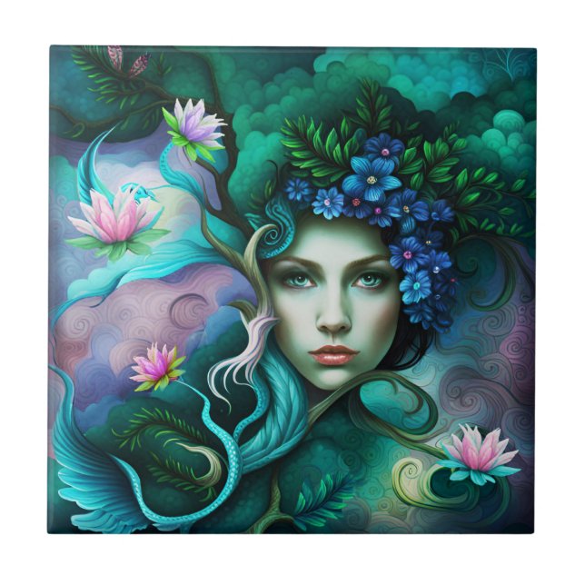 The Goddess of Forest Ceramic Tile (Front)