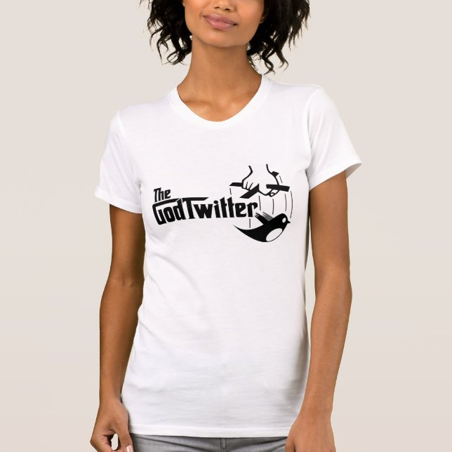 The GodTwitter - Ladies, White T-Shirt (Front)