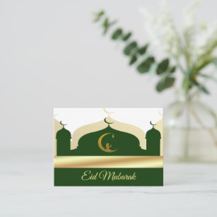The Gold And Green Mosque Eid Mubarak Note Card