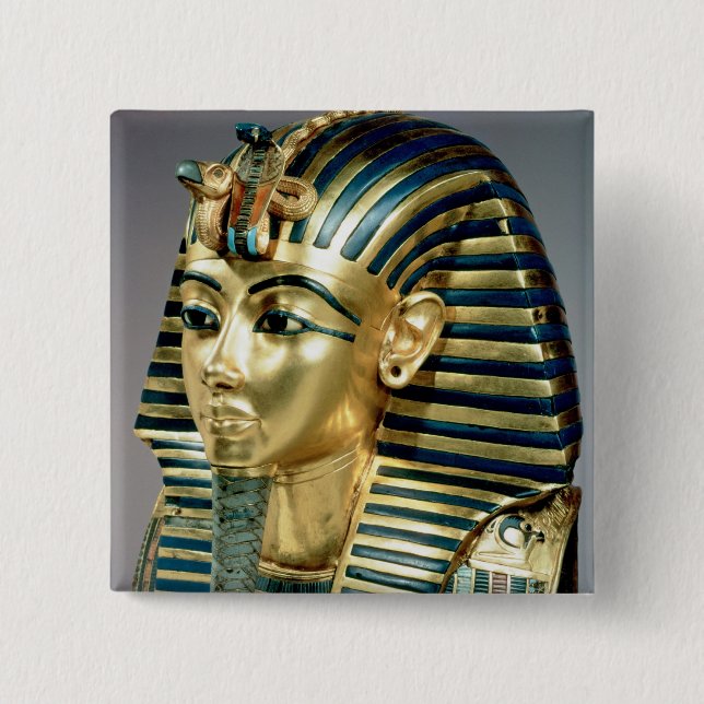 The gold funerary mask, from tomb of Tutankhamun Pinback Button (Front)