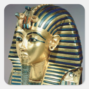 The gold funerary mask, from tomb of Tutankhamun Square Sticker
