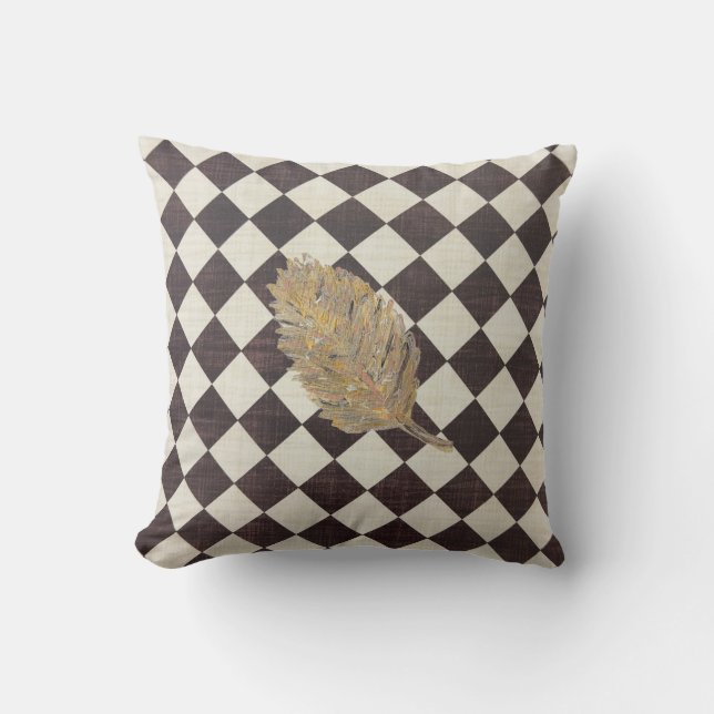 The Gold Leaf Diamond  Throw Pillow (Front)