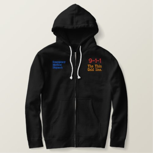 The Gold Thin Line 911 Embroidered Hoodie