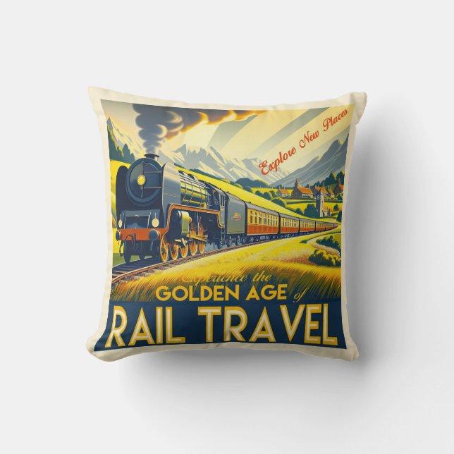The Golden Age - Bordered Throw Pillow (Front)