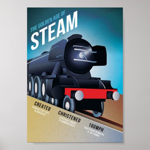 The golden age of steam vintage train art poster