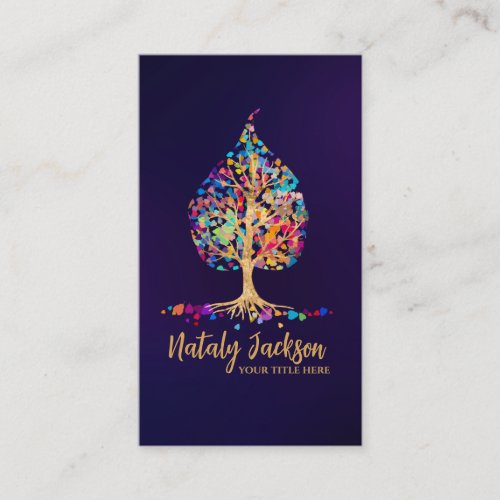 The Golden Bodhi tree _ colorful leaves Business Card