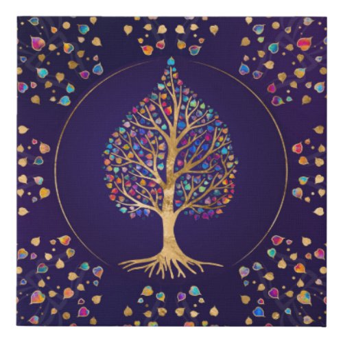 The Golden Bodhi tree _ colorful leaves Faux Canvas Print
