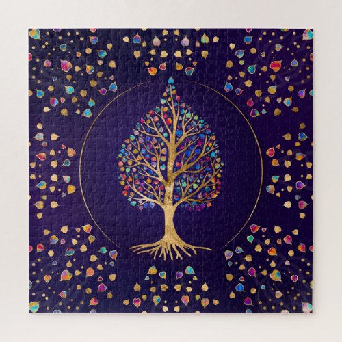 The Golden Bodhi tree _ colorful leaves Jigsaw Puzzle