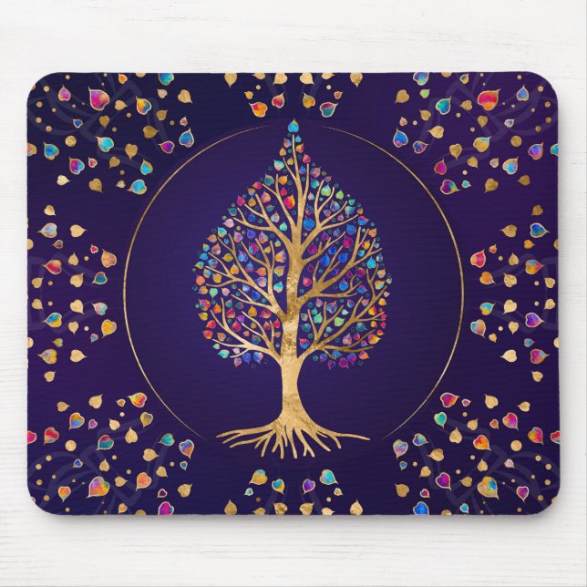 The Golden Bodhi tree - colorful leaves Mouse Pad (Front)
