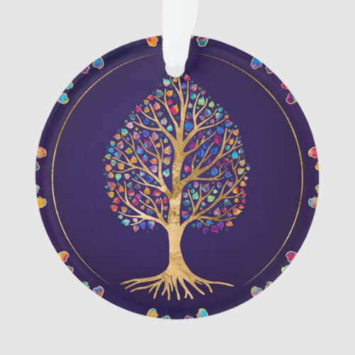 The Golden Bodhi tree _ colorful leaves Ornament