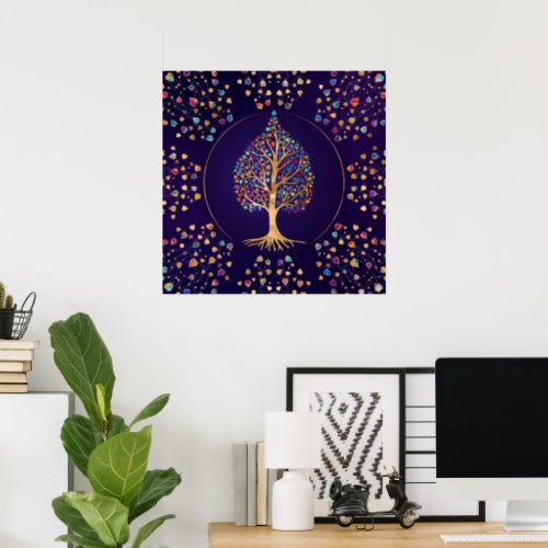 The Golden Bodhi tree _ colorful leaves Poster