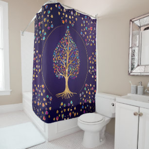 The Golden Bodhi tree - colorful leaves Shower Curtain