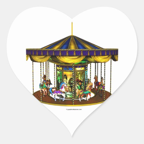 The Golden Carousel Heart_Shaped Stickers