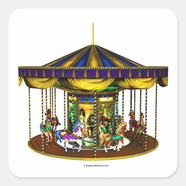 The Golden Carousel Square Stickers (Front)