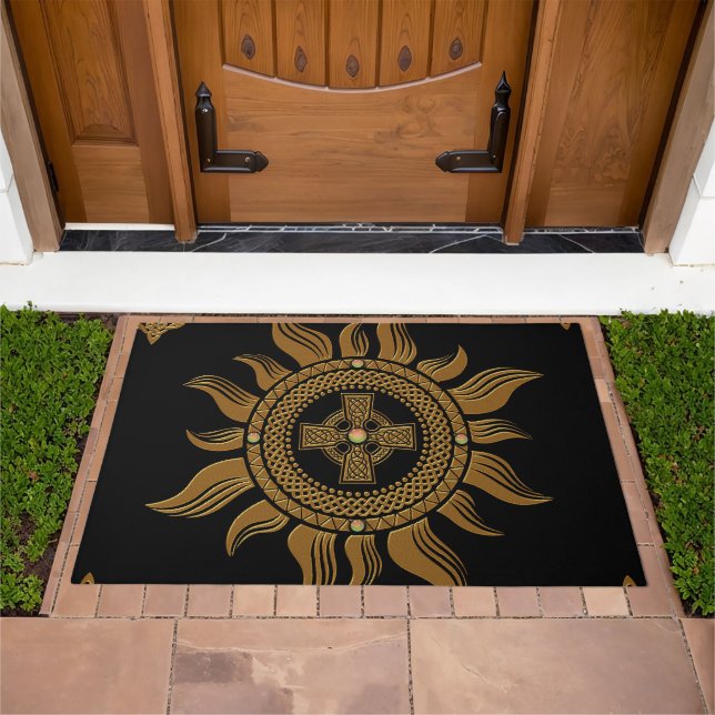 The golden celtic cross. doormat (Outdoor)