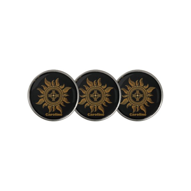 The golden celtic cross. golf ball marker (3 Up)