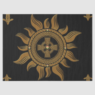 The golden celtic cross.  tissue paper