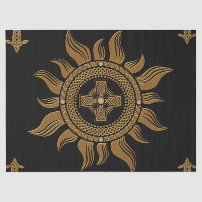 The golden celtic cross.  tissue paper (Front)