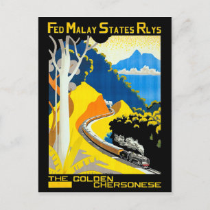 The Golden Chersonese, Malaysia, railway, train, Postcard